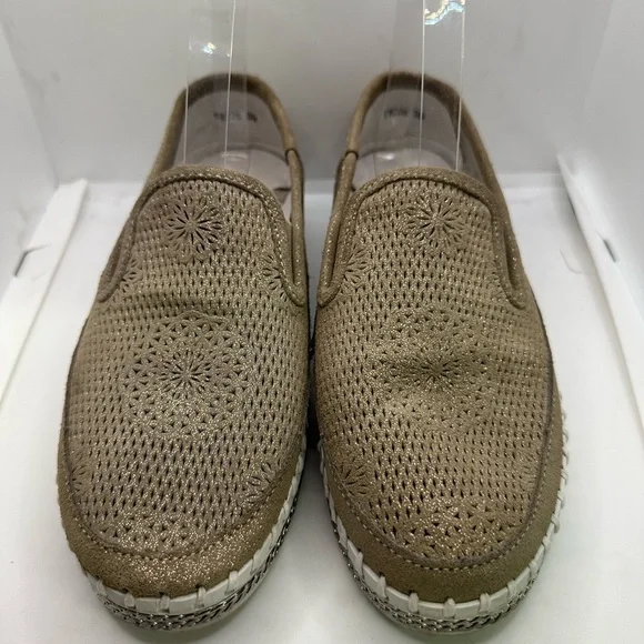 bernie mev. Women's Cream and Silver Slip-On Sneakers - Picture 2 of 7